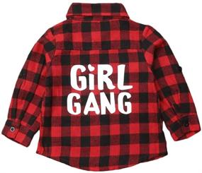 img 4 attached to Flannel Boys' Clothing and Tops with 👕 Little Letters Sleeve Button Detail – Tees & Shirts