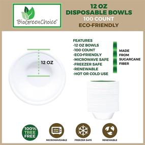 img 3 attached to BioGreenChoice Eco-Friendly 12 oz. Paper Bowls [100 Count] - Bagasse/Natural Sugarcane Disposable Soup Bowl, Heavy-Duty & Microwave Safe - Perfect for Chili & Soup