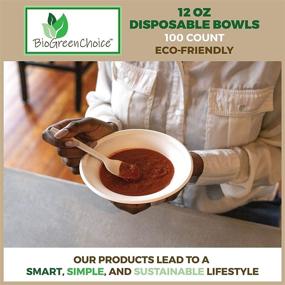 img 2 attached to BioGreenChoice Eco-Friendly 12 oz. Paper Bowls [100 Count] - Bagasse/Natural Sugarcane Disposable Soup Bowl, Heavy-Duty & Microwave Safe - Perfect for Chili & Soup