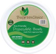 biogreenchoice eco-friendly 12 oz. paper bowls [100 count] - bagasse/natural sugarcane disposable soup bowl, heavy-duty & microwave safe - perfect for chili & soup logo