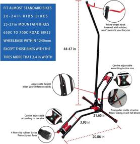 img 1 attached to 🚴 Begona Vertical Bike Rack Space-Saving Stand: Freestanding & No-Damage Wall Mount for Apartment Garage, Adjustable Upright Indoor Bike Storage for 20''-27'' Mountain/Kid/Road Bikes