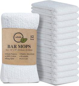 img 4 attached to Softolle Kitchen Towels, 12-Pack Bar Mop Towels - 16x19 Inches - 100% Cotton White - Super Absorbent Bar Towels for Home, Kitchen, and Bar Cleaning (White)