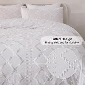 img 2 attached to 🌸 Queen Size White Boho Comforter Set – Tufted Jacquard Shabby Chic Comforter with Two Pillowcases – Soft Microfiber Bohemian Down Alternative Comforter Bedding Set – All Seasons 90"x90