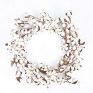 🏡 lyrccoa 18-23" cotton wreath: farmhouse decor with adjustable stems for wall, front door, and window; perfect home wedding centerpiece or festival hanging decorations in white логотип