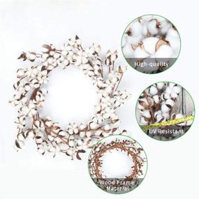 img 3 attached to 🏡 Lyrccoa 18-23" Cotton Wreath: Farmhouse Decor with Adjustable Stems for Wall, Front Door, and Window; Perfect Home Wedding Centerpiece or Festival Hanging Decorations in White