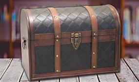 img 3 attached to 📦 Vintiquewise(TM) Leather Treasure Chest with Wooden Finish