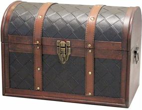 img 4 attached to 📦 Vintiquewise(TM) Leather Treasure Chest with Wooden Finish