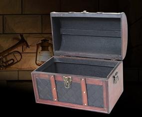 img 2 attached to 📦 Vintiquewise(TM) Leather Treasure Chest with Wooden Finish