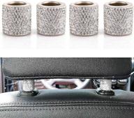 leiwoor 4 pack car headrest collars，car head rest collars rings decor bling bling crystal diamond ice for car suv truck interior decoration (white) logo