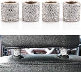 img 4 attached to LEIWOOR 4 Pack Car Headrest Collars，Car Head Rest Collars Rings Decor Bling Bling Crystal Diamond Ice For Car SUV Truck Interior Decoration (White)