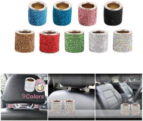 img 3 attached to LEIWOOR 4 Pack Car Headrest Collars，Car Head Rest Collars Rings Decor Bling Bling Crystal Diamond Ice For Car SUV Truck Interior Decoration (White)