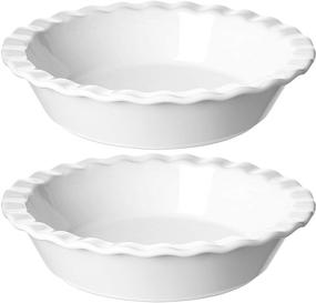 img 4 attached to 🥧 Ле Тауси 9-дюймовые керамические пирожные формы - Набор глубоких форм для выпечки яблочного и пеканового пирога объемом 52 унции (белый, набор из 2 шт.)