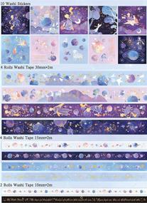 img 1 attached to 🎨 Doraking DIY The Little Prince Washi Masking Tapes Set - 10 Rolls Foil Gold Decorative Purple Universe Stars Stickers for Scrapbooking, Gift Wrapping, Decoration, Arts & Crafts