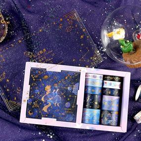 img 2 attached to 🎨 Doraking DIY The Little Prince Washi Masking Tapes Set - 10 Rolls Foil Gold Decorative Purple Universe Stars Stickers for Scrapbooking, Gift Wrapping, Decoration, Arts & Crafts