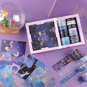 img 3 attached to 🎨 Doraking DIY The Little Prince Washi Masking Tapes Set - 10 Rolls Foil Gold Decorative Purple Universe Stars Stickers for Scrapbooking, Gift Wrapping, Decoration, Arts & Crafts