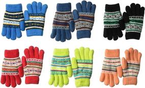 img 1 attached to 🧤 Stay Warm in Style with Gilbin Toddler Kids Fuzzy Interior Gloves - 6 Pack Boys' Cold Weather Accessories