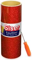 🧵 siser glitter red heat transfer craft vinyl roll with stainless steel weeding tool - 10ft x 10 inches logo