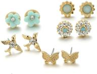 🦋 onnea gold tone cute bird butterfly flower green earrings set: perfect for girls with hypoallergenic sensitivity logo