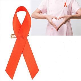 img 1 attached to 🧡 50 Pcs Pre-Formed Orange Satin Awareness Ribbons by Zosenda - Fabric Ribbons with Safety Pins (Already Attached)