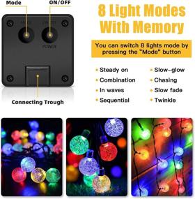 img 1 attached to 🌞 Multicolor Solar String Lights, Waterproof 30 LED Crystal Globe Solar String Lights for Outdoor, Garden, Yard, Party, Wedding, Christmas Decor - 8 Modes, Solar Powered Patio Lights