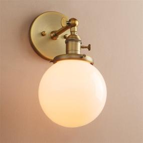 img 2 attached to 🛋️ Pathson Vintage Industrial Wall Sconce with White Globe: Brass Bathroom Vanity Light with On/Off Switch - Perfect for Living Room, Loft, Hallway