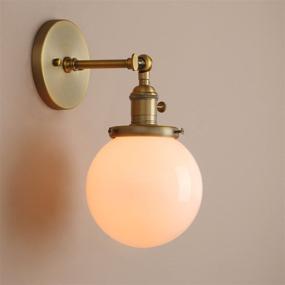 img 4 attached to 🛋️ Pathson Vintage Industrial Wall Sconce with White Globe: Brass Bathroom Vanity Light with On/Off Switch - Perfect for Living Room, Loft, Hallway