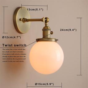 img 3 attached to 🛋️ Pathson Vintage Industrial Wall Sconce with White Globe: Brass Bathroom Vanity Light with On/Off Switch - Perfect for Living Room, Loft, Hallway