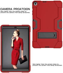 img 2 attached to 📱 Cantis Galaxy Tab A 10.1 Case 2019: Heavy Duty Shockproof Rugged Case for Samsung Galaxy Tab A 10.1 Inch 2019 Release (red+Black)