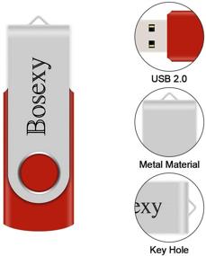 img 2 attached to 🔑 Набор из 5 флеш-накопителей USB по 2 ГБ - флешки Bosexy с дизайном карабина, светодиодным индикатором - черный, зеленый, красный, оранжевый, фиолетовый, по 2 ГБ каждый, цвета в ассортименте.