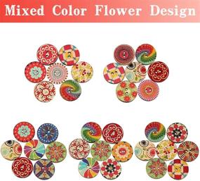 img 2 attached to 🌼 200 Pieces Vintage Wooden Buttons Flower Mixed Color 2 Holes Round Decorative Painted Wood Buttons for DIY Sewing, Crafts, Room Decorations, Gifts - 20mm Size