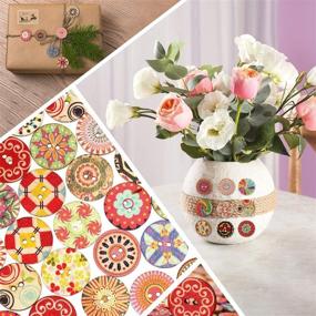 img 1 attached to 🌼 200 Pieces Vintage Wooden Buttons Flower Mixed Color 2 Holes Round Decorative Painted Wood Buttons for DIY Sewing, Crafts, Room Decorations, Gifts - 20mm Size