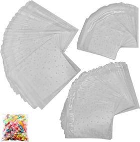 img 4 attached to 🍭 Amestar 300 Pack Self Adhesive Candy Bag with White Polka Dots - Clear OPP Plastic Party Bags for Cookies and Treats