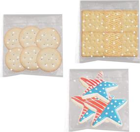 img 3 attached to 🍭 Amestar 300 Pack Self Adhesive Candy Bag with White Polka Dots - Clear OPP Plastic Party Bags for Cookies and Treats