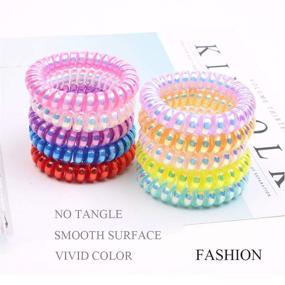 img 3 attached to 💫 Color A Spiral Hair Ties: 10-Piece No Crease Coil Hair Ties, Waterproof & Traceless Hair Coils for Women and Girls - Multicolor Options