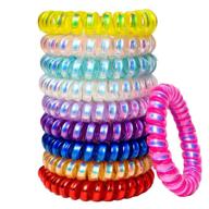 💫 color a spiral hair ties: 10-piece no crease coil hair ties, waterproof & traceless hair coils for women and girls - multicolor options logo