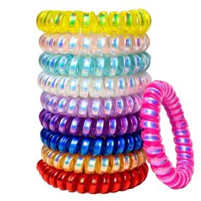 img 4 attached to 💫 Color A Spiral Hair Ties: 10-Piece No Crease Coil Hair Ties, Waterproof & Traceless Hair Coils for Women and Girls - Multicolor Options