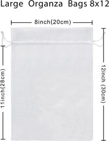 img 3 attached to 🎁 Jexila 50 Pack White Organza Bags - 8X12 inch Large Mesh Drawstring Pouch for Party Favors, Christmas, Weddings & More!