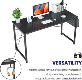 img 1 attached to 🖥️ Foxemart 55" Computer Desk: Modern Sturdy Office Desk with Storage Bag and Iron Hook for Home Office Workstation, Black