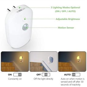 img 3 attached to 🔌 MAZ-TEK Plug in Motion Sensor Dimmable Night Light: Soft Warm White LED Nightlight with Adjustable Brightness, Ideal for Bedroom, Bathroom, Kitchen, Hallway, Stairs - 2 Pack