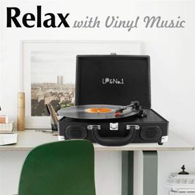 img 3 attached to 🎵 LP & No.1 Portable Suitcase Turntable with Stereo Speaker - 3 Speed Belt-Drive Vinyl Record Player in Black