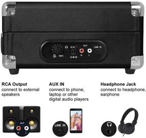 img 1 attached to 🎵 LP & No.1 Portable Suitcase Turntable with Stereo Speaker - 3 Speed Belt-Drive Vinyl Record Player in Black