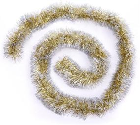 img 3 attached to 🎄 iPEGTOP 4-Pack 6.6ft Christmas Tinsel Twist Garland, Shiny Sparkly Party Decorations for Christmas Tree, Ceiling, and Hanging, 4 inch Wide with Silver Snowy Edge, Gold