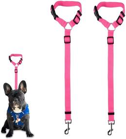img 4 attached to 2 Pack Adjustable Nylon Fabric Dog Seat Belts for Safe and Secure Travel in Vehicles