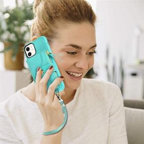 img 1 attached to 👜 LAMEEKU Crossbody Wallet Case for iPhone 11 - Mint Green | Credit Card Holder, Leather Zipper, Shockproof Cover