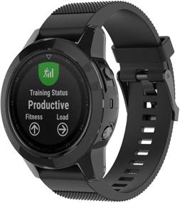 img 2 attached to Enhance and Protect Your Garmin Fenix 5 🔒 Plus with Colorful Silicone Bumper Sleeve Shell - Black