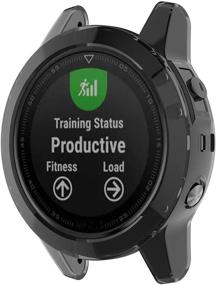 img 3 attached to Enhance and Protect Your Garmin Fenix 5 🔒 Plus with Colorful Silicone Bumper Sleeve Shell - Black
