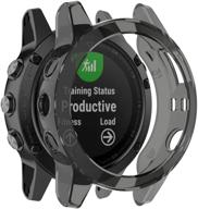 enhance and protect your garmin fenix 5 🔒 plus with colorful silicone bumper sleeve shell - black logo
