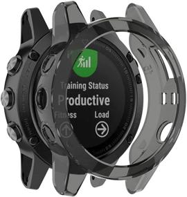 img 4 attached to Enhance and Protect Your Garmin Fenix 5 🔒 Plus with Colorful Silicone Bumper Sleeve Shell - Black