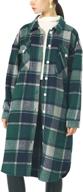 chartou women's plaid midi long shacket trench coat in lightweight wool blend, featuring a spread collar logo