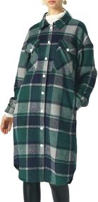 img 2 attached to CHARTOU Women's Plaid Midi Long Shacket Trench Coat in Lightweight Wool Blend, featuring a Spread Collar